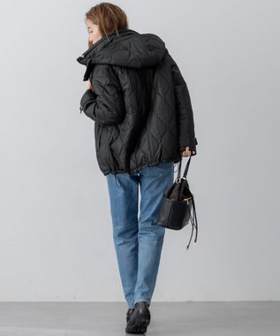 23区 L 中綿パディング フード2WAY アウター ブラック系