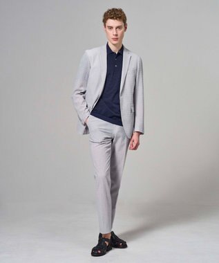 JOSEPH HOMME 【新柄】リュクスレーヨンボーダー　ポロニット グレー系1