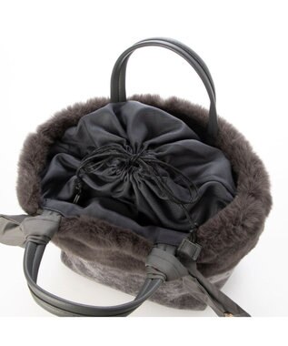 UNBILLION カシュカシュ cachecache / エコファーコンビリボントートバッグ GY