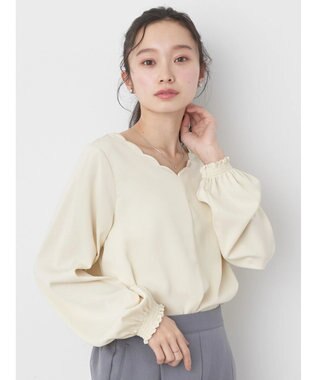 earth music&ecology スカラップブラウス Light Yellow