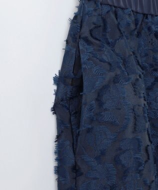 自由区 【洗える】フラワーカットジャガード スカート ネイビー