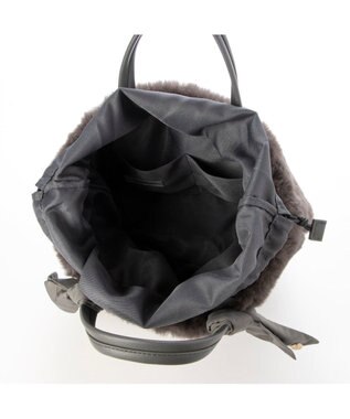 UNBILLION カシュカシュ cachecache / エコファーコンビリボントートバッグ GY