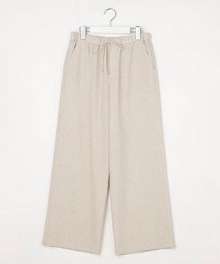 J.PRESS LADIES ペンシル SLUB STRIPE ワイド イージー パンツ フラックスストライプ系