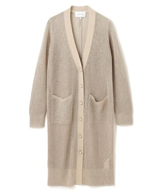 BEIGE， 【洗える】OPTICAL / ペーパーヤーンVネックロングカーディガン Flax