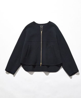 23区 L ウールライトリバー ノーカラー ショートコート ブラック系