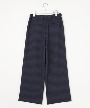 J.PRESS LADIES ペンシル SLUB STRIPE ワイド イージー パンツ ネイビーストライプ系