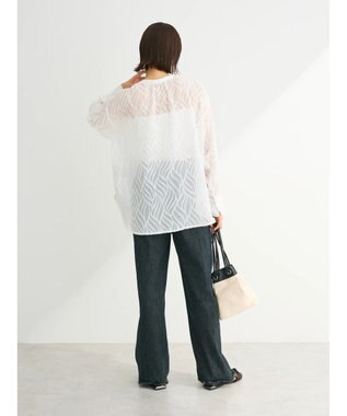 Green Parks ２ＷＡＹ　リーフジャガードシアーシャツ Off White