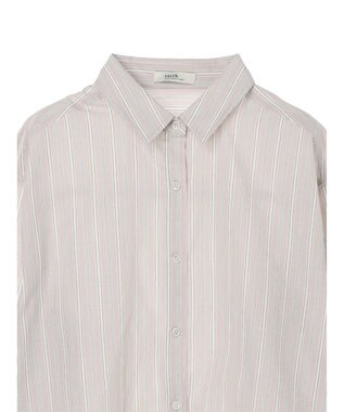 earth music&ecology レギュラーカラーシャツ Stripe Beige