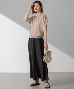 23区 【洗える】シャイニーシアー ドルマン ニット ベージュ系