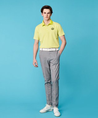 23区GOLF 【MEN】【ストレッチ性】ポリエステルサッカー 半袖ポロシャツ 涼感素材で肌離れGOOD 黄緑系