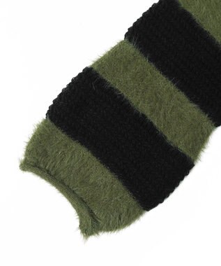 WEGO マテリアルシャギークロップドニット カーキ