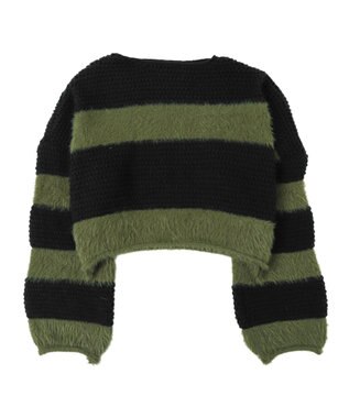 WEGO マテリアルシャギークロップドニット カーキ