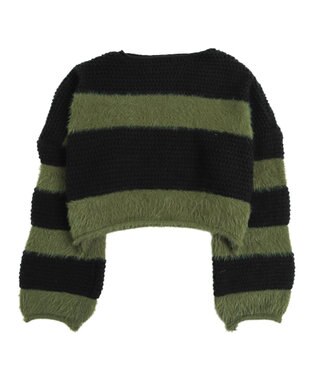 WEGO マテリアルシャギークロップドニット カーキ