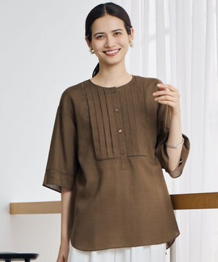 自由区 S ナチュラルリネンタックデザイン ブラウス