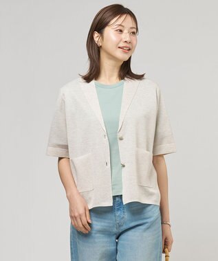 J.PRESS LADIES Vis/Peスパーク ハーフスリーブ ニットジャケット