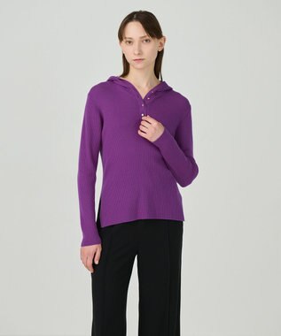 GRACE CONTINENTAL メリノウールリブフーディー パープル