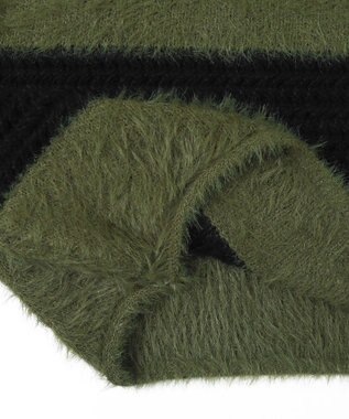 WEGO マテリアルシャギークロップドニット カーキ