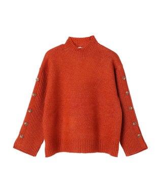 earth music&ecology 袖ボタンニットプルオーバー Orange