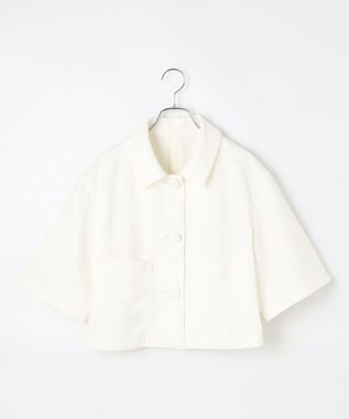 #Newans 【シワになりにくい】〈花乃まりあさんコラボ〉クロップドシャツジャケット ホワイト