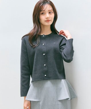 Feroux 胸元刺繍パールニット カーディガン