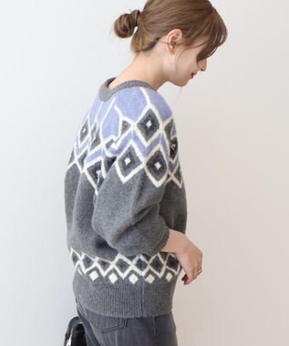 AMERICAN HOLIC フェアアイル柄ニットプルオーバー Gray Mixture