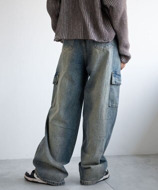 WEGO ヴィンテージウォッシュカーゴデニム デニム中濃色