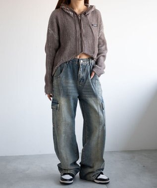 WEGO ヴィンテージウォッシュカーゴデニム デニム中濃色