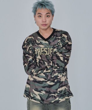 WEGO 【ユニセックス着用ITEM/MLサイズ展開】カモフラナンバリングホッケーT（LS） カーキ