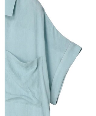 AMERICAN HOLIC 楊柳Ｗポケット開襟ワンピース Sax