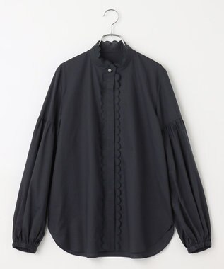 #Newans 【洗える】シアースカラップデザインブラウス ネイビー