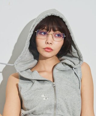 WEGO メタルフレームスクエアアイウェア ゴールド