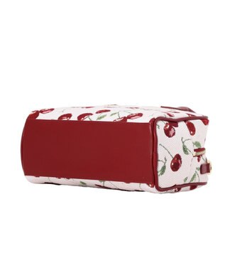 Maison de FLEUR チェリー柄ゴブランボストンバッグ Red