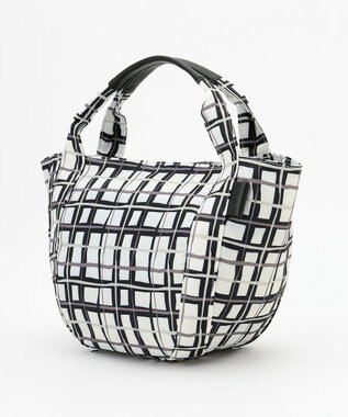 Y'SACCS 総柄プリントミニトートバッグ ブラック（チェック柄）