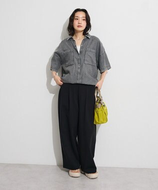 Green Parks 半袖シアーデニムシャツ Black