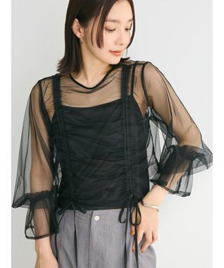 Green Parks ・ＥＬＥＮＣＡＲＥ　ＤＵＥ　チュールギャザーブラウス