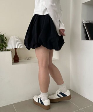 WEGO ナイロンバルーンミニスカート ブラック