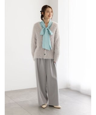 Te chichi シャギーVネックカーディガン Ｓグレー