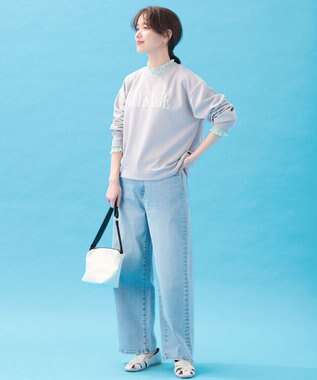 ANY 【大好評につき新色登場/洗濯機可/ウエストゴム/ストレッチ】ワイドデニムパンツ ブリーチ