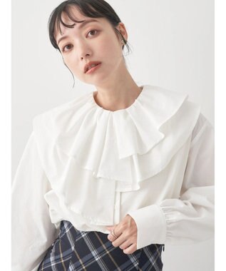 earth music&ecology ラッフルフリルチュニックブラウス Off White