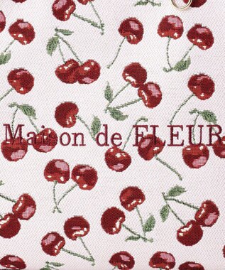 Maison de FLEUR チェリー柄ゴブランスクエアトートバッグ Red