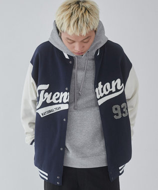 WEGO 【ユニセックス着用ITEM/MLサイズ展開】サガラワッペンスウェットスタジャン ネイビー