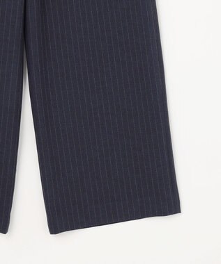 J.PRESS LADIES ペンシル SLUB STRIPE ワイド イージー パンツ ネイビーストライプ系