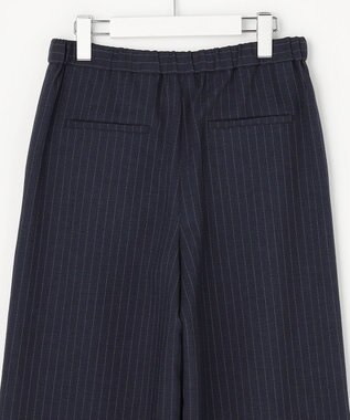 J.PRESS LADIES ペンシル SLUB STRIPE ワイド イージー パンツ ネイビーストライプ系