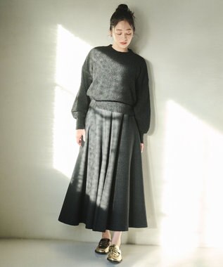 #Newans 【洗える】クロップドバルーンボリュームスリーブニット ブラック系