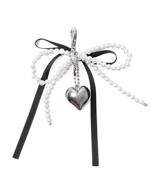 WEGO ダブルリボンハートキーホルダー ブラック