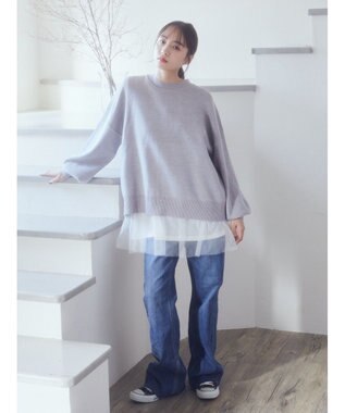 earth music&ecology アンチピリングバックスリットプルオーバー Light Gray Mixture