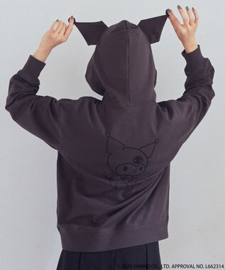 earth music&ecology マイメロディ＆クロミ／ｅａｒｔｈ　耳付きフーディー Charcoal Gray