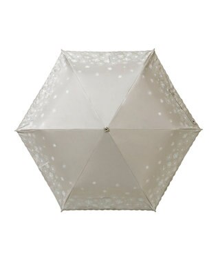 MOONBAT 【遮光率100％/遮熱/UV】LANVIN en Bleu (ランバン オン ブルー)晴雨兼用日傘 フラワーグリッター シルバースカラ刺繍 花柄 折りたたみ傘 簡単開閉 キャメル