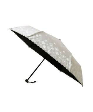 MOONBAT 【遮光率100％/遮熱/UV】LANVIN en Bleu (ランバン オン ブルー)晴雨兼用日傘 フラワーグリッター シルバースカラ刺繍 花柄 折りたたみ傘 簡単開閉 キャメル