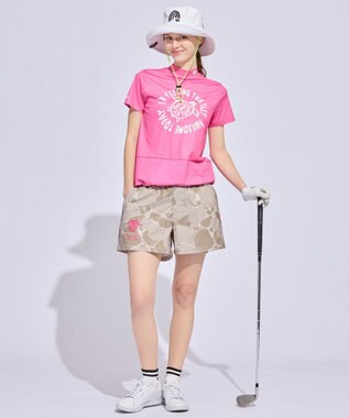 PW CIRCULUS 【WOMEN】SEA TURTLE メッシュコンビモックネックT ゴルフウェア レディース ピンク系